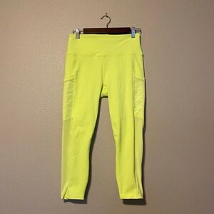 Fabletics Neon Yellow 7/8 Powerhold Leggings